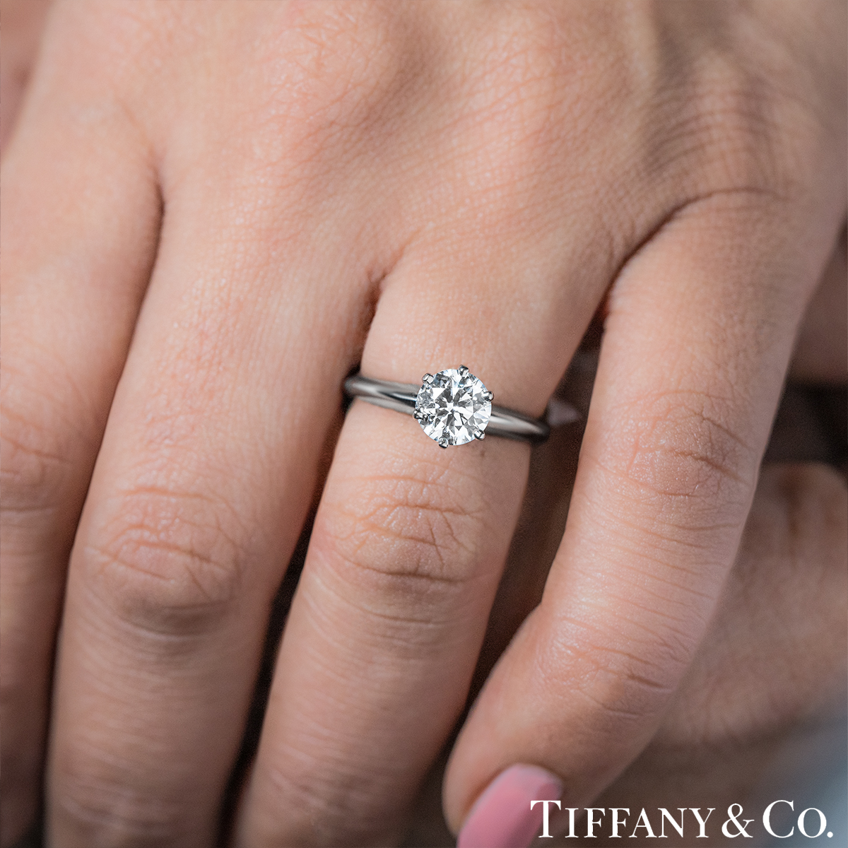 Tiffany & Co. Platinum Round Brilliant Cut Diamond Setting Ring 1.01ct E/VS1